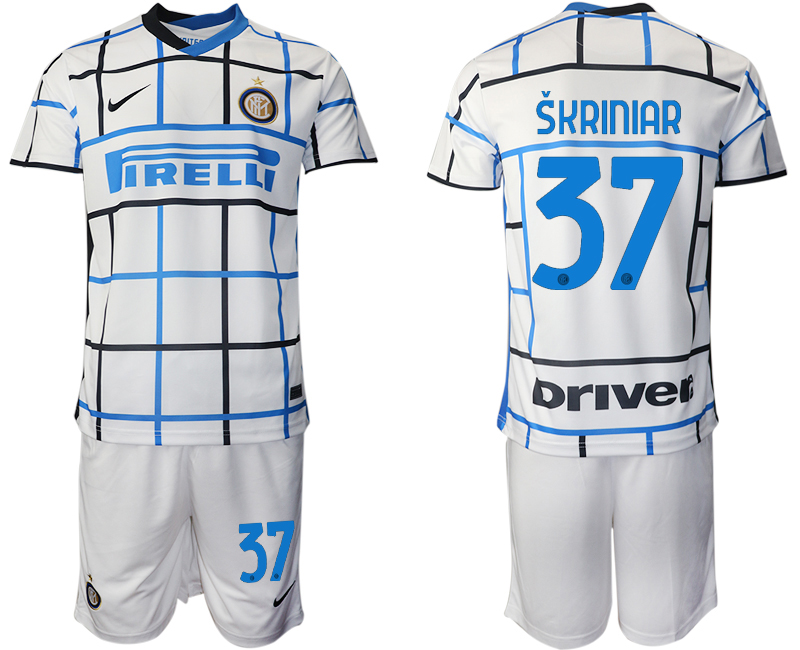 Men 2020-2021 club Inter milan away #37 white Soccer Jerseys
